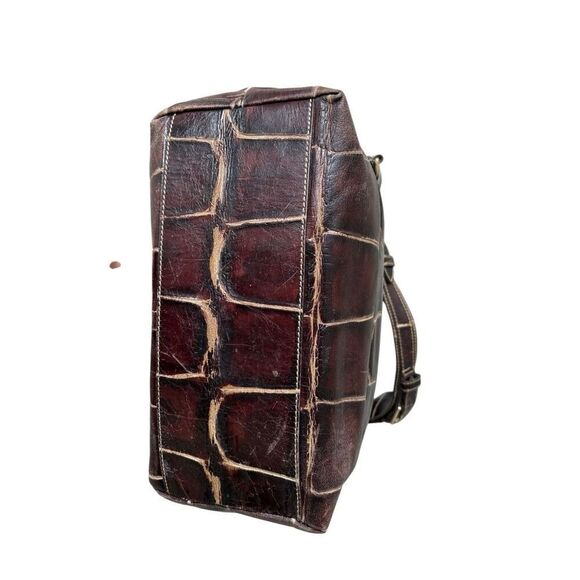 Dooney & Bourke Dillen Croc Embossed Brown Large Tote Bag Tote Shoulder Bag - Picture 3 of 15